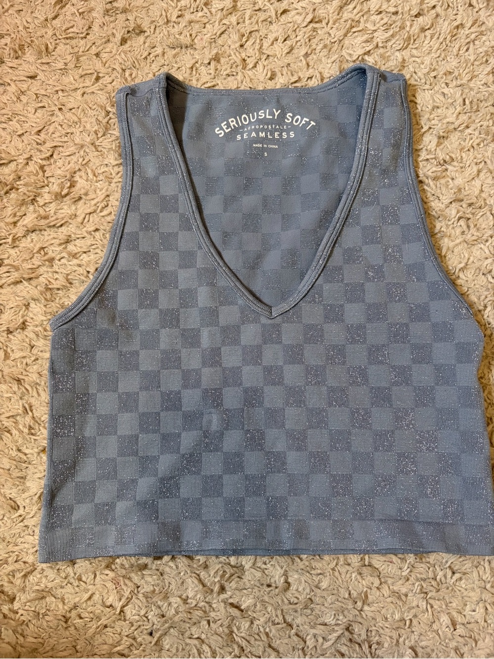 Aeropostale Seriously Soft Seamless Glittery V-Neck Tank